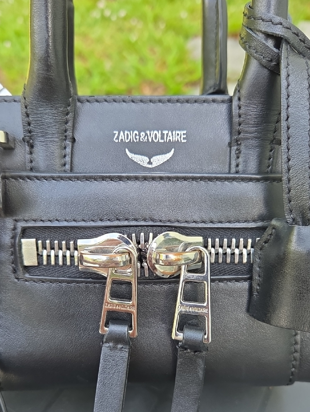 Zadig & Voltaire Black Leather Mini Tote with Silver Hardware